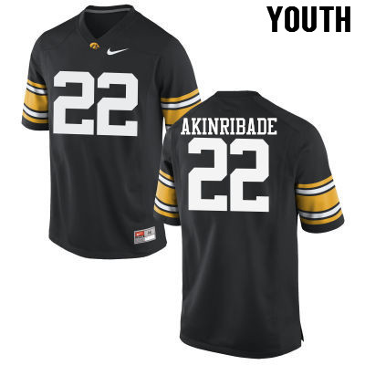 Youth Iowa Hawkeyes #22 Toks Akinribade College Football Jerseys-Black - Click Image to Close